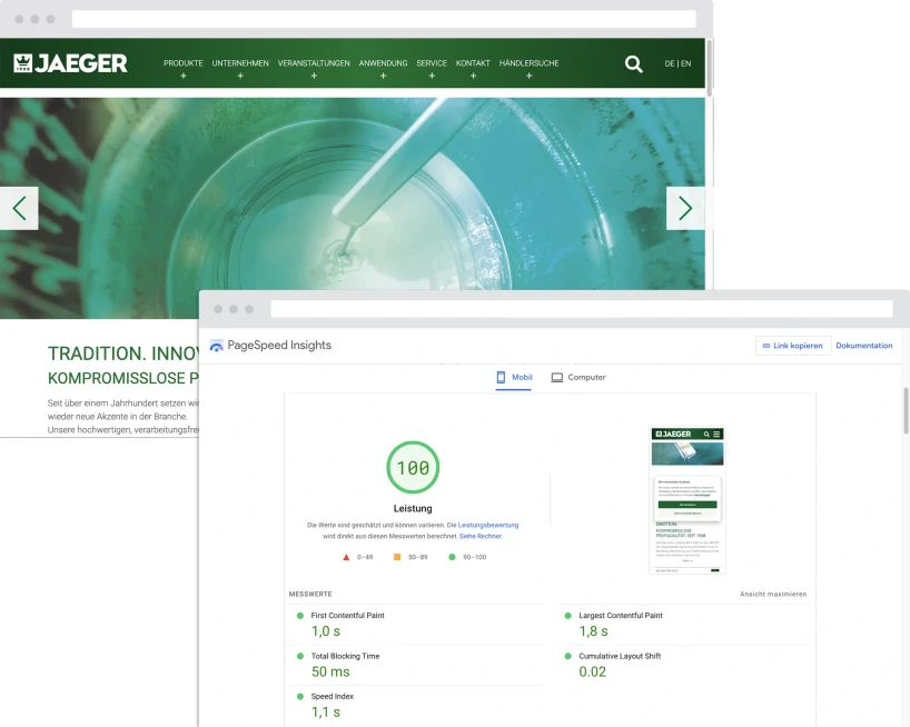Jaegerlacke - PageSpeed Optimierung
