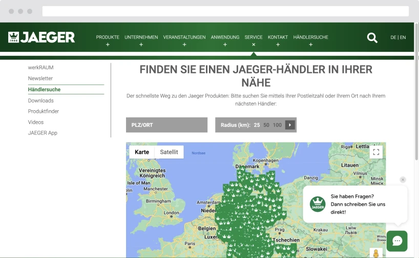 Händlersuche mittels einer TYPO3-Erweiterung realisiert
